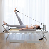 Foldable Premium Pilates Reformer Machine with Springs - Grey - View 3