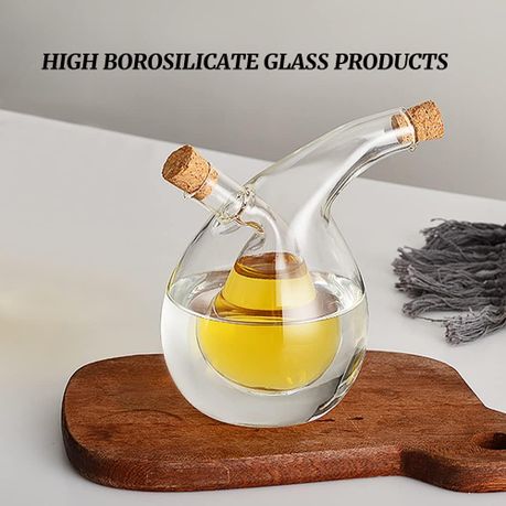 2-in-1 Oil & Vinegar Dispenser Glass Bottle with Cork Stoppers - 350ml - View 3