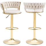 Cream Velvet Swivel Luxury Bar Stools - Set of 2 - View 1