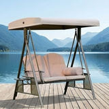 Premium 2-Seater Outdoor Patio Swing with Adjustable Canopy & Side Tables - View 3