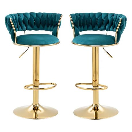 Velvet Swivel Luxury Bar Stools - Set Of 2 - View 3