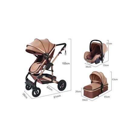 Baby Pram Stroller 3 in 1 Function Foldable with Car Seat - View 8