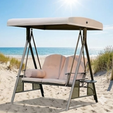 Premium 2-Seater Outdoor Patio Swing with Adjustable Canopy & Side Tables - View 2
