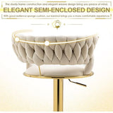 Cream Velvet Swivel Luxury Bar Stools - Set of 2 - View 3