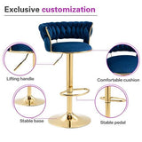 Set of 2 Velvet Swivel Luxury Bar Stools - HZ882 - View 6