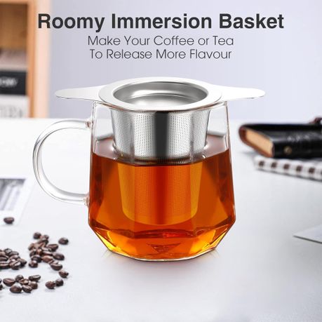 Tea Infuser Fine Mesh Strainer with Double Handles and Lid Coffee Filter - View 3