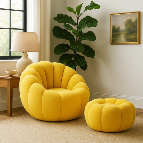 Pumpkin Chair with Ottoman - Stylish & Comfortable - View 7
