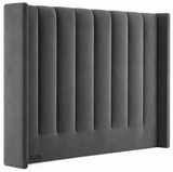 Room Studio - Charcoal Velvet Vertical Paneled Wingback Headboard