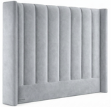 Room Studio - Charcoal Velvet Vertical Paneled Wingback Headboard