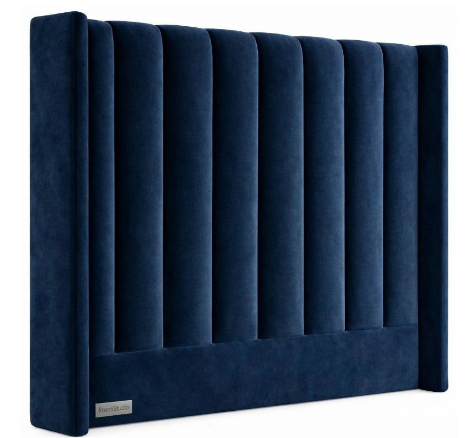Room Studio - Charcoal Velvet Vertical Paneled Wingback Headboard
