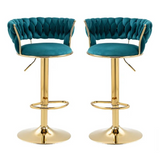 Set of 2 Velvet Swivel Luxury Bar Stools - HZ882