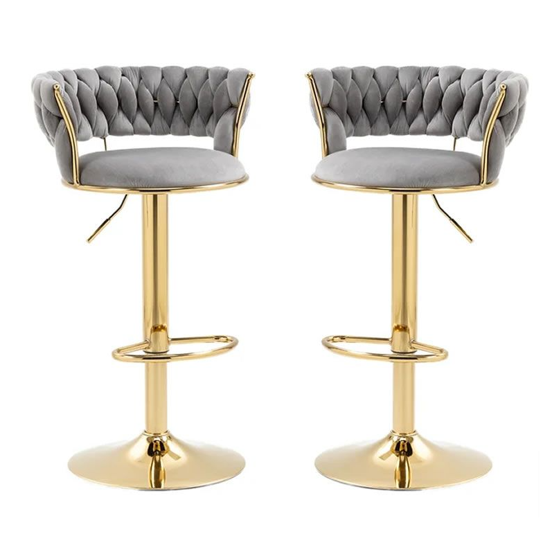Set of 2 Velvet Swivel Luxury Bar Stools - HZ882