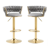 Set of 2 Velvet Swivel Luxury Bar Stools - HZ882