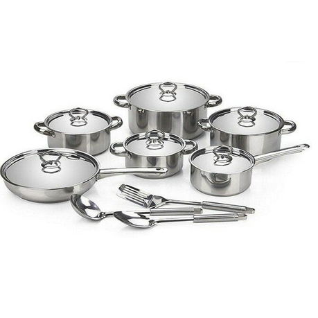 Stainless Steel Cookware Set - 15 Piece - View 1