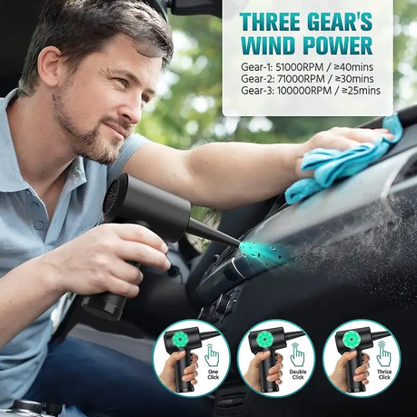 Air Duster Rechargeable Cordless- Strong Blower- Compressed Air Duster (GC) - View 2