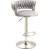 Modern Adjustable Velvet Wave Hollow Barstools - Set of 2 - View 2