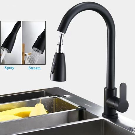 Pull Down Kitchen Mixer Tap Matte Black - View 2