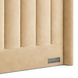 Room Studio - Charcoal Velvet Vertical Paneled Wingback Headboard - View 4