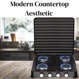 Heavy-Duty 4 Burner Gas Stove - Black - View 2