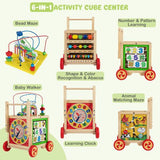 6-in-1 Baby Walker Activity Cube Wooden with Sounds ,Music , Maze & Clock - View 2