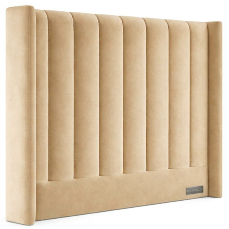 Room Studio - Charcoal Velvet Vertical Paneled Wingback Headboard - View 1