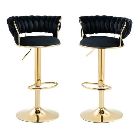 Set of 2 Velvet Swivel Luxury Bar Stools - View 1