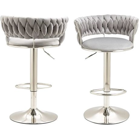 Modern Adjustable Velvet Wave Hollow Barstools - Set of 2 - View 1