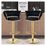 Set of 2 Velvet Swivel Luxury Bar Stools - HZ882 - View 2