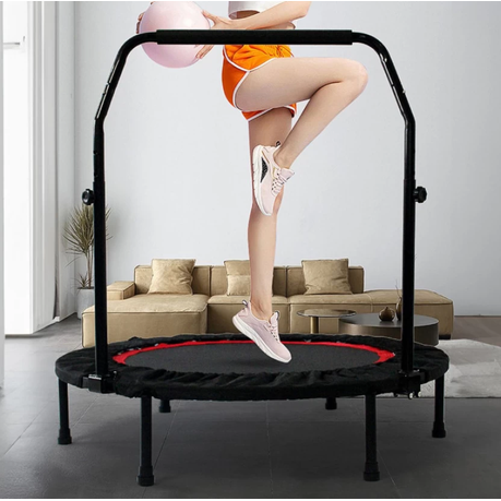 Adjustable Fitness Trampoline with Handlebar - View 3