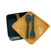 2-Tier Blue and Yellow Lunch Box with Fork and Spoon Set - View 1