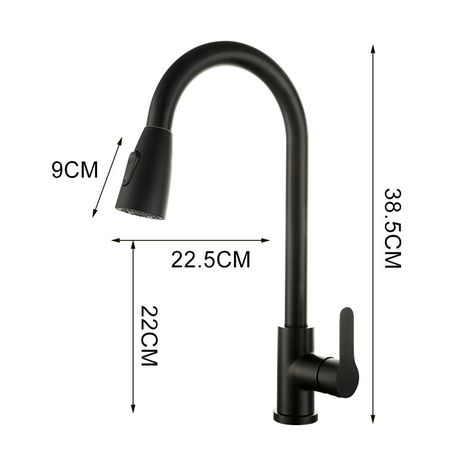 Kitchen Faucet with Pull Down Sprayer Sink Faucet Stainless Steel Faucet - Black - View 2