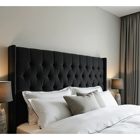 I&S Deep Button Black Velvet Headboard - View 2