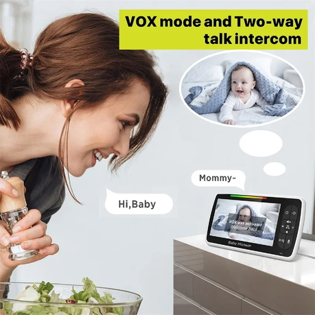 Baby Monitor with 5" Screen, Camera, Audio, Two-Way Talk, and Night Vision - View 2
