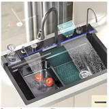 Multifunctional LED Modern Kitchen Sink Waterfall Push Button Temp Control - View 5