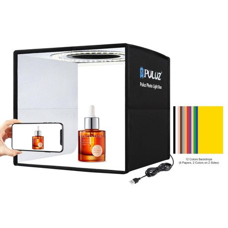 PULUZ Mini 25cm Photography Light Box with LED & 6 Double Sided Backdrops - View 2