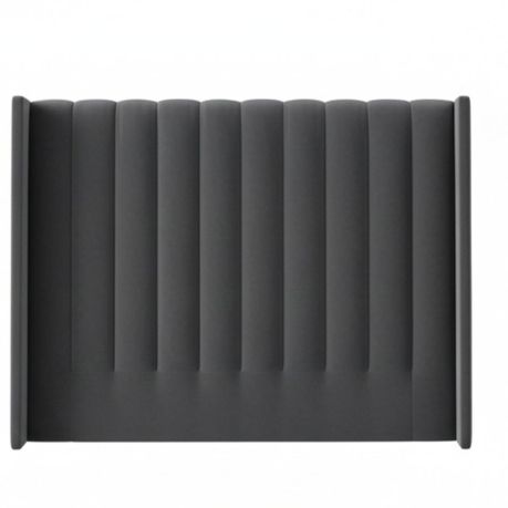 Room Studio - Charcoal Velvet Vertical Paneled Wingback Headboard - View 1