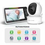 Baby Monitor with 5" Screen, Camera, Audio, Two-Way Talk, and Night Vision - View 7