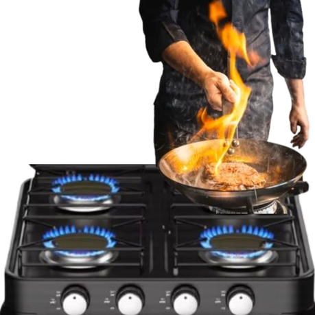 Heavy-Duty 4 Burner Gas Stove - Black - View 5