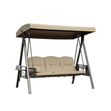 Deluxe 3-Seater Outdoor Swing with Adjustable Canopy and Cup Holders - View 1