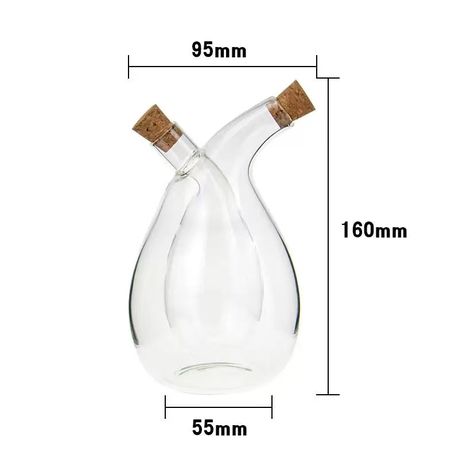 2-in-1 Oil & Vinegar Dispenser Glass Bottle with Cork Stoppers - 350ml - View 2
