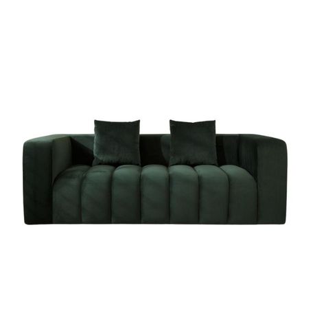 Bailey Green Velvet 3 Seater Panel Sofa - View 1