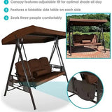3 Seater Outdoor Swing Bench Lounger with & Adjustable Tilt Canopy - View 2