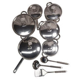 SMTE - 15 Piece Stainless Steel Cookware Set with Lids & Utensils - View 2