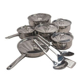 SMTE - 15 Piece Stainless Steel Cookware Set with Lids & Utensils - View 1