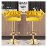 Set of 2 Velvet Swivel Luxury Bar Stools - View 4