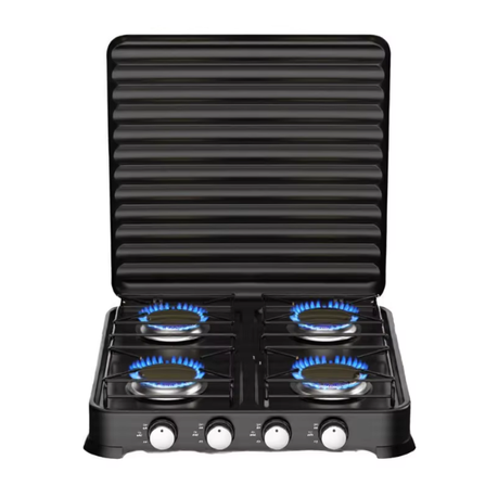 Heavy-Duty 4 Burner Gas Stove - Black - View 1