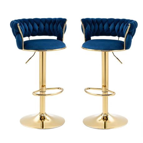 Set of 2 Velvet Swivel Luxury Bar Stools - HZ882 - View 5